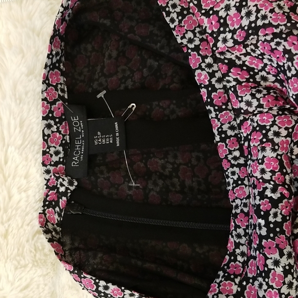 NWOT Rachel Zoe Midi Length Ruffle Black/Pink Floral Skirt size S - Picture 11 of 14